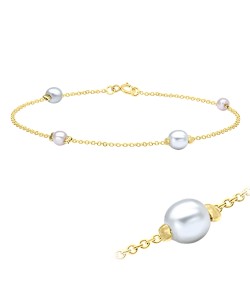 Sweet Pearls Gold Plated Silver Anklet ANK-322-GP